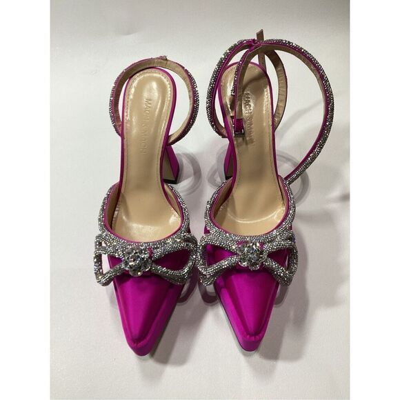 Mach & Mach 140 Double Bow Crystal Embellished Silk Satin Platform Pumps - Picture 2 of 16